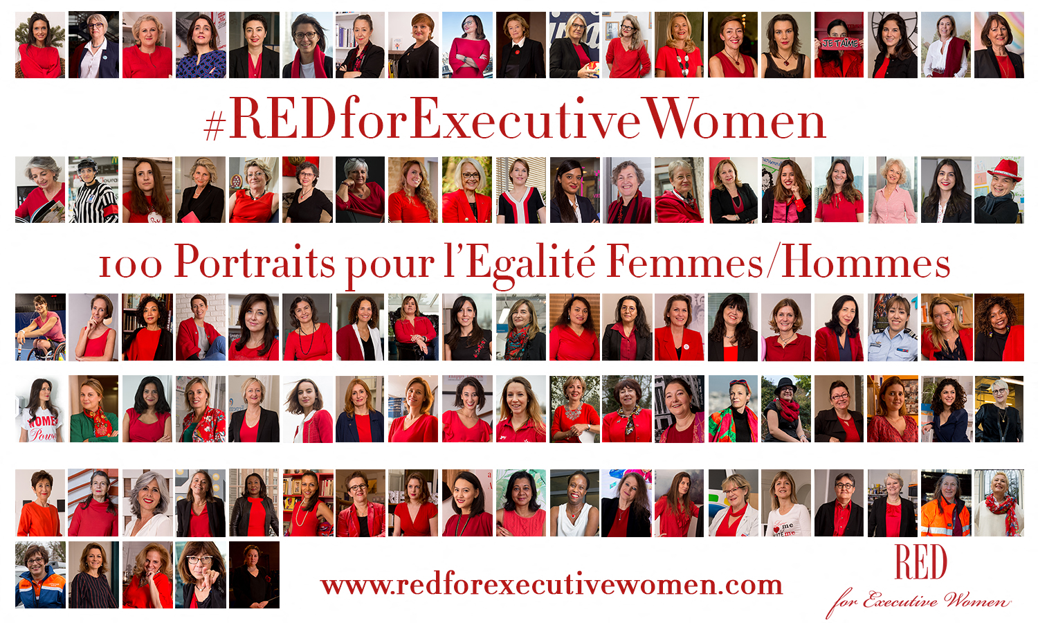 Portrait of the 100 Executive Women who participated in the RED for Executive Women® project.